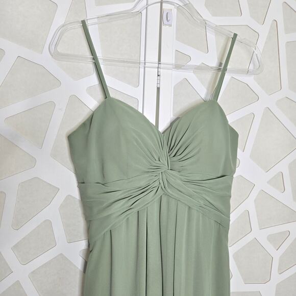 Kennedy Blue Sage Green Jeslyn Chiffon Sweetheart Maxi Dress Womens SZ 2 Wedding - Picture 5 of 9